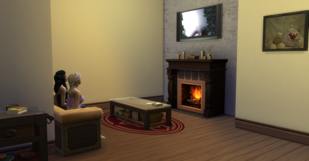 Rosabelle joins Fortuna watching tv after she cooks.